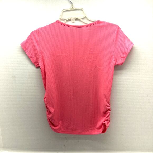 Cute 4 U Girls Pink Top with Rhinestone Butterfly Ruched at Sides Girls Size 14 - Picture 2 of 5